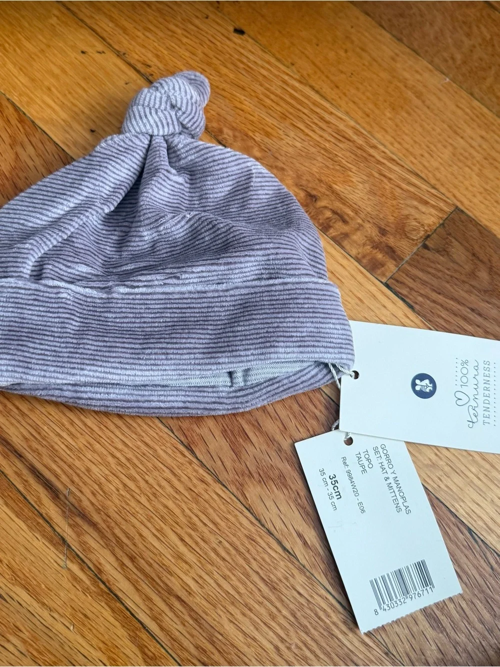 Gray Striped Baby Knot Hat